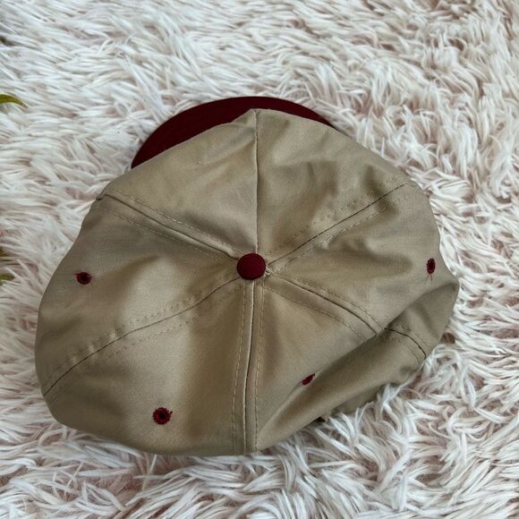 Vintage Nissun Tan Maroon Rope Band Snapback Trucker Hat Texas Bryant Grain Co - Picture 6 of 7